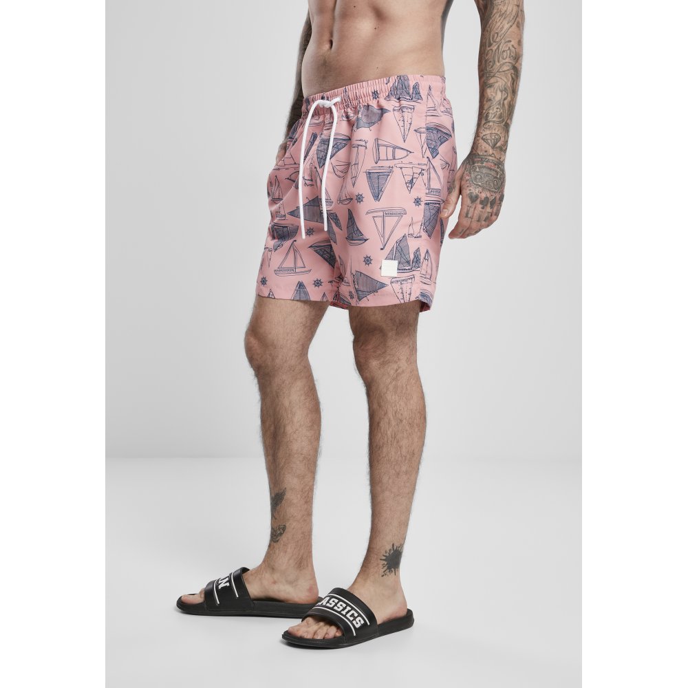 Urban Classics - Pattern Yacht Zwemshorts - Roze